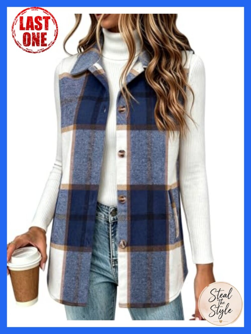 Women's Plaid Flannel Vest Sleeveless Button Down Workwear Style